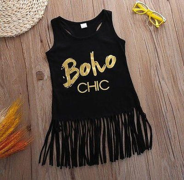 Boho Chic Sleeveless Tassel Dress