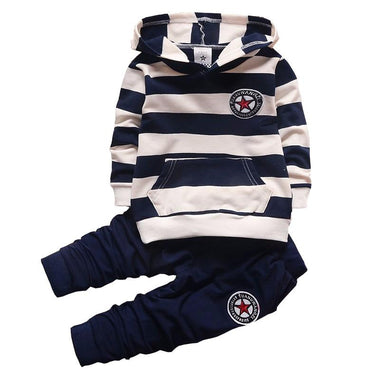 Striped Sporty Hoodies Set