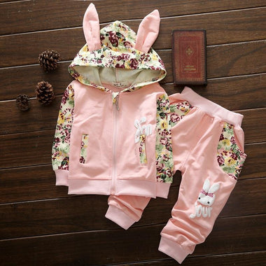 Autumn Long Sleeve Cute Ear Hoodie Set